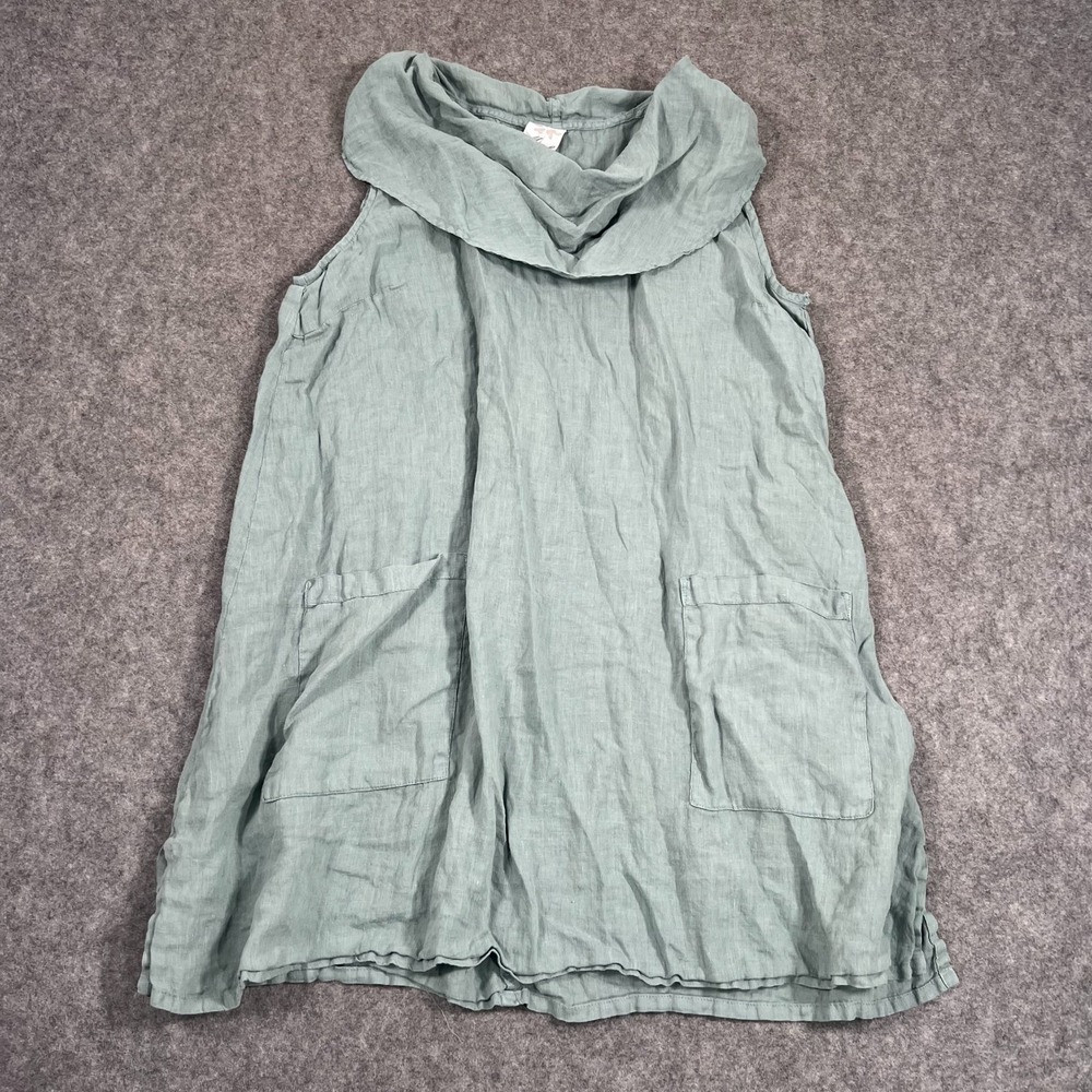 Match Point MInt Green Linen Sleeveless Cowl Neck Tunic‎ Top Women's One Size